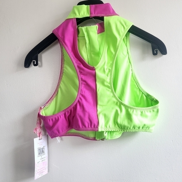 New LoveShackFancy x Hurley Max Solid Blocked High Neck Bikini Top NWT Small - Picture 15 of 17